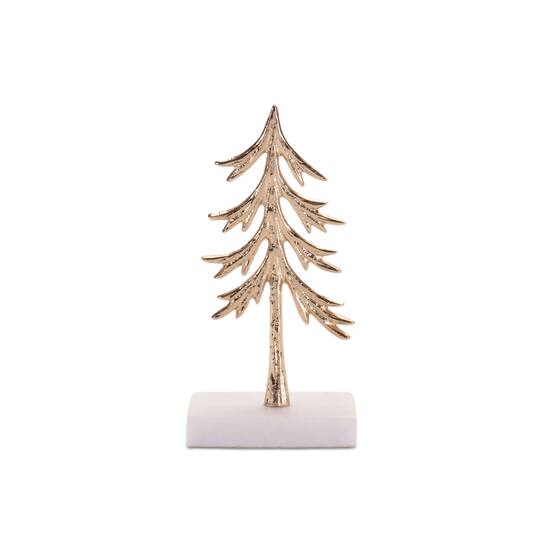 Melrose Gold Modern Metal Trees Sculptures on Marble Bases Set